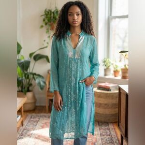 Vintage Y2K-Era Arden B. Turquoise Blue Tunic Size XS